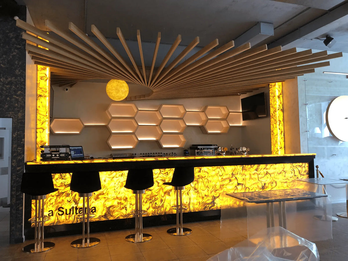 Curved Slat Feature Wall for a Restaurant