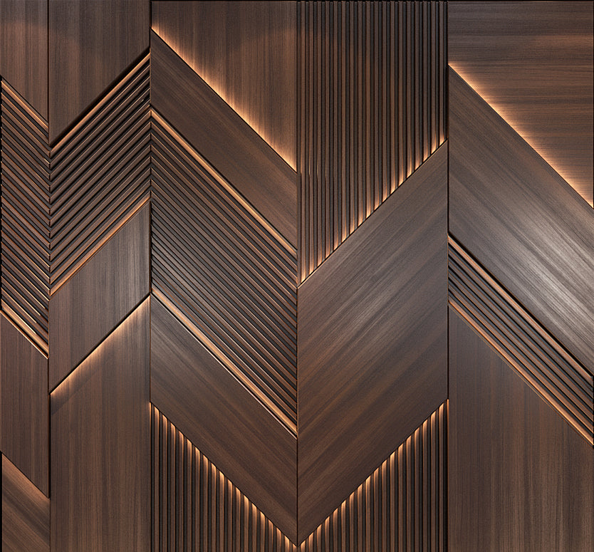 Illuminated Chevron Wood Wall Panels