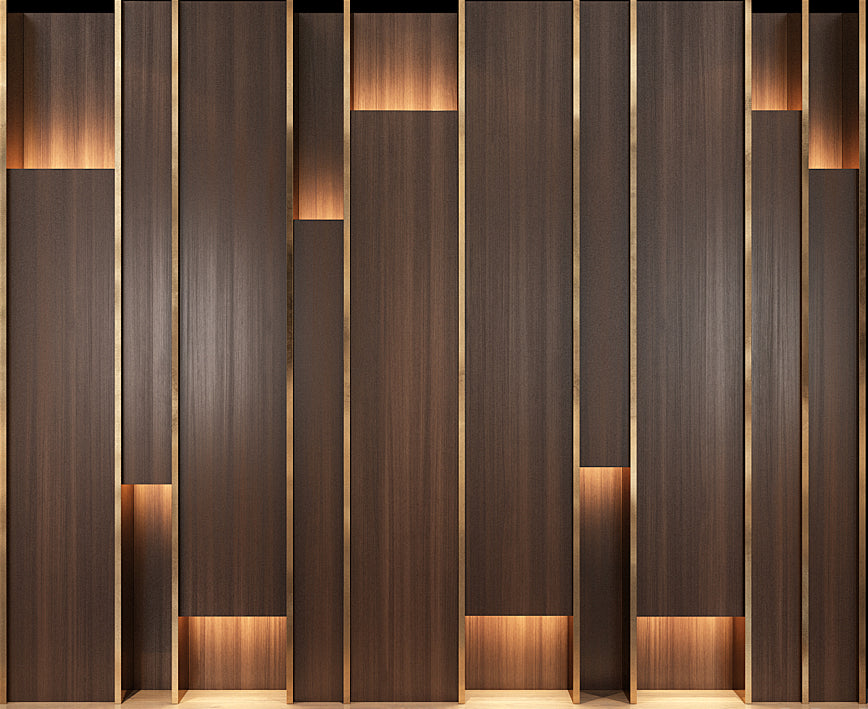 Layered Slat Panels with Hidden Lighting