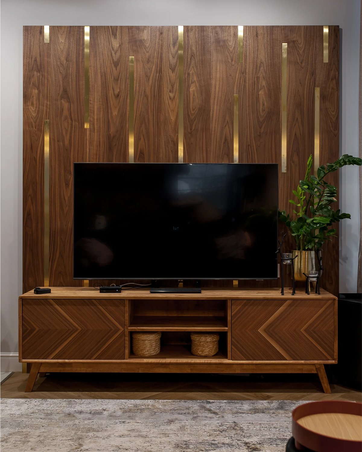 CNC Carved Oak and Walnut Wall Panels