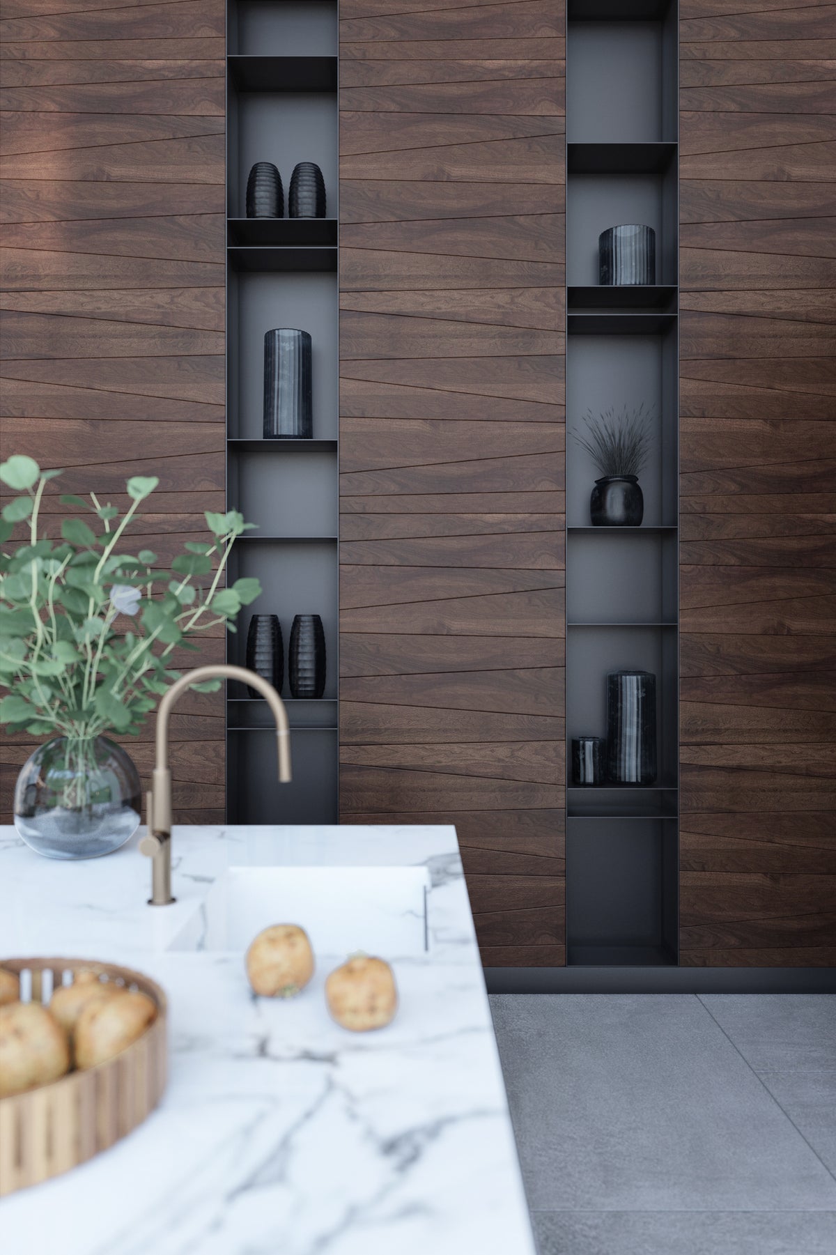 Staggered Wood Plank Wall Panels