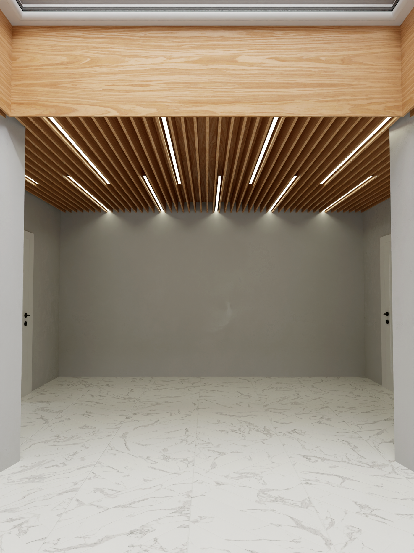 Slat Ceiling, Panels and Lighting for a Clinic