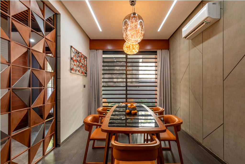 Geometric Wood and Metal Room Divider