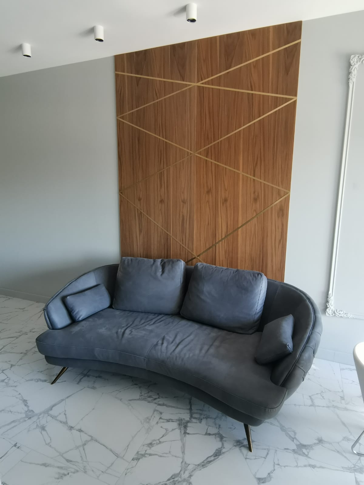 Walnut Wall Panels with Brass Inlay