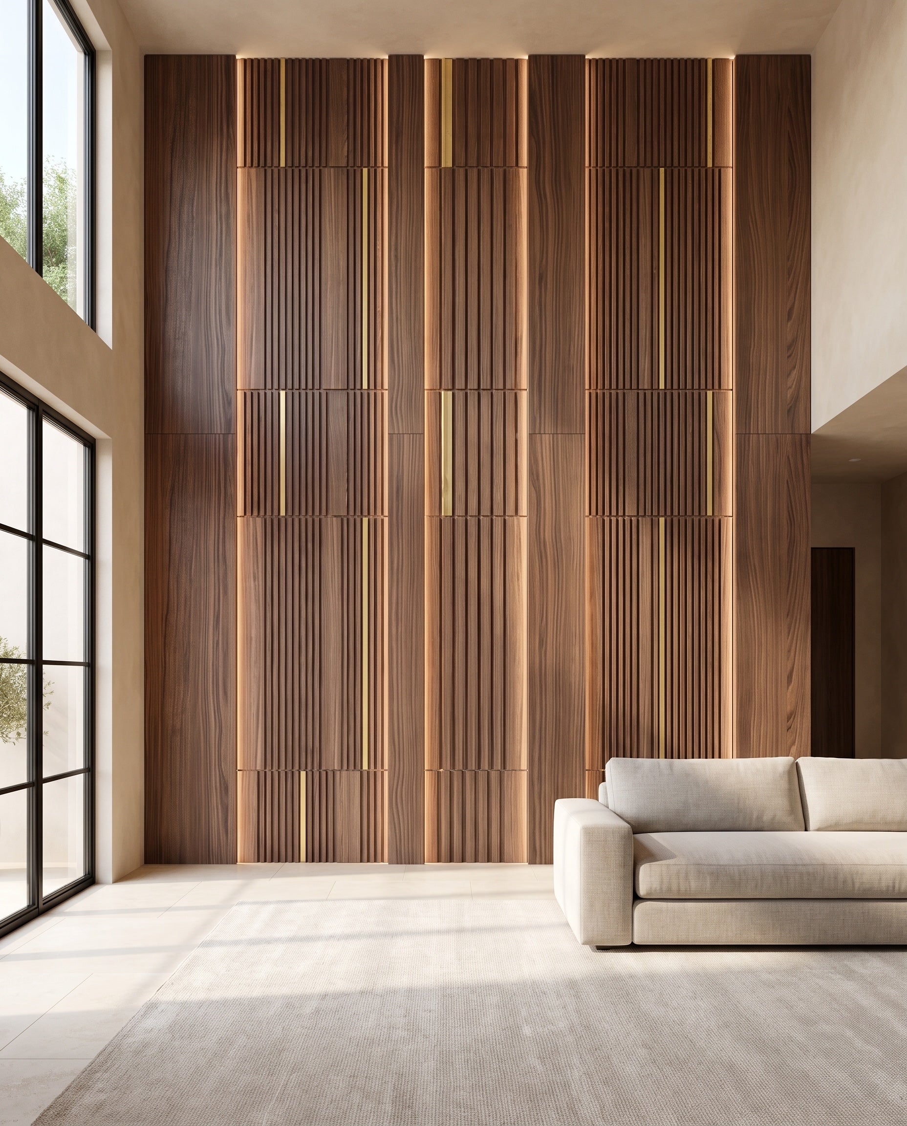 Fluted Panels, Straight Grooves: proposed design in a contemporary interior