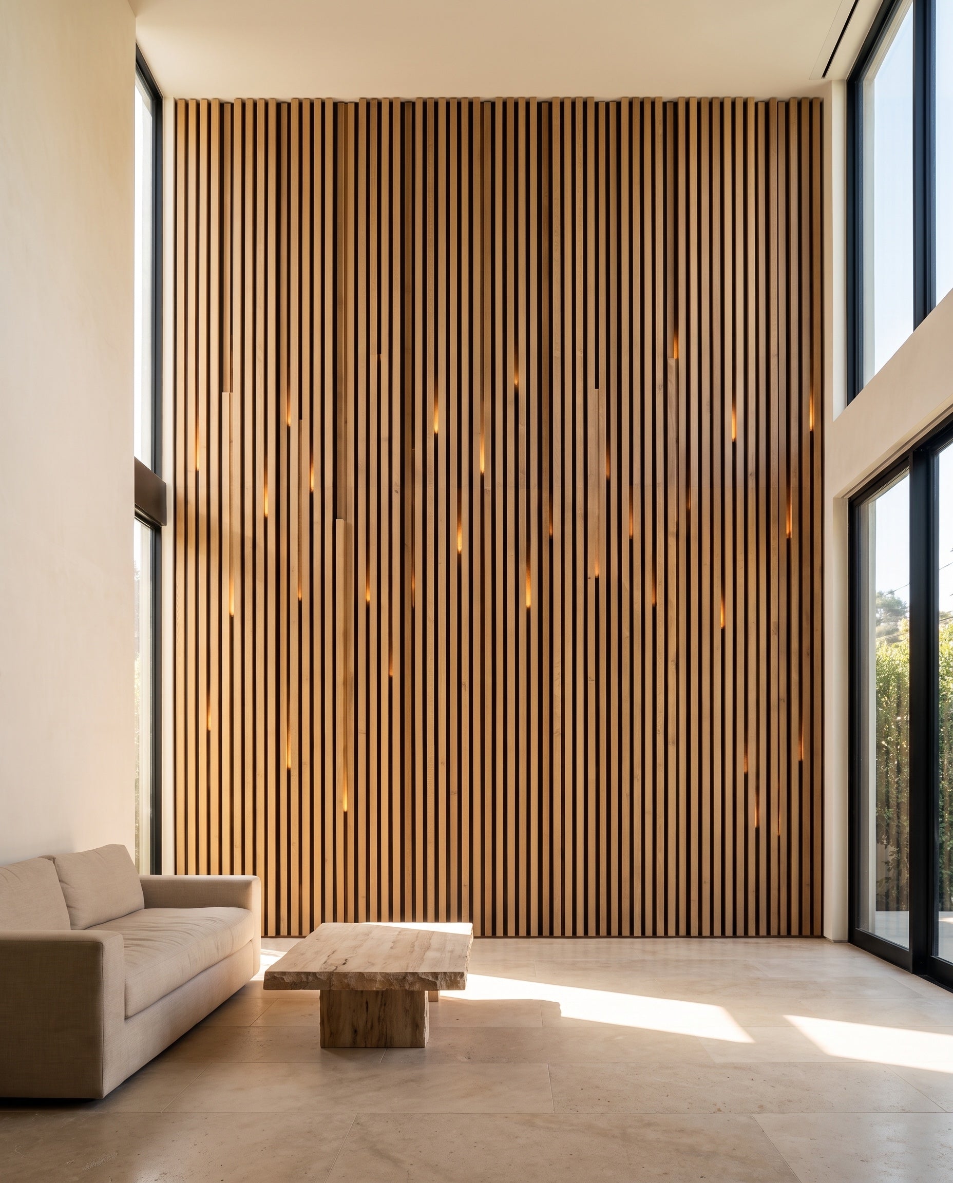 Backlit Vertical Slat Panels: proposed design in a contemporary interior