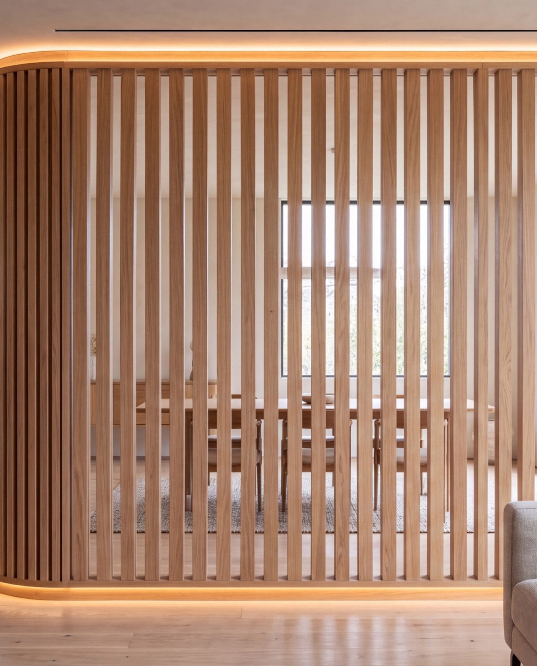 Close construction and material detail of Radius Wall Panels