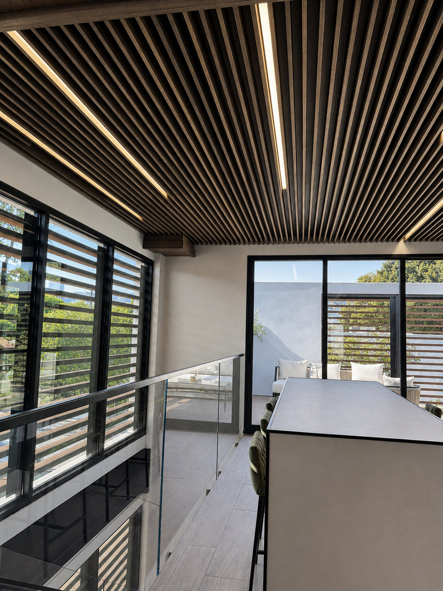 Slat Ceiling, Panels and Lighting for a Clinic