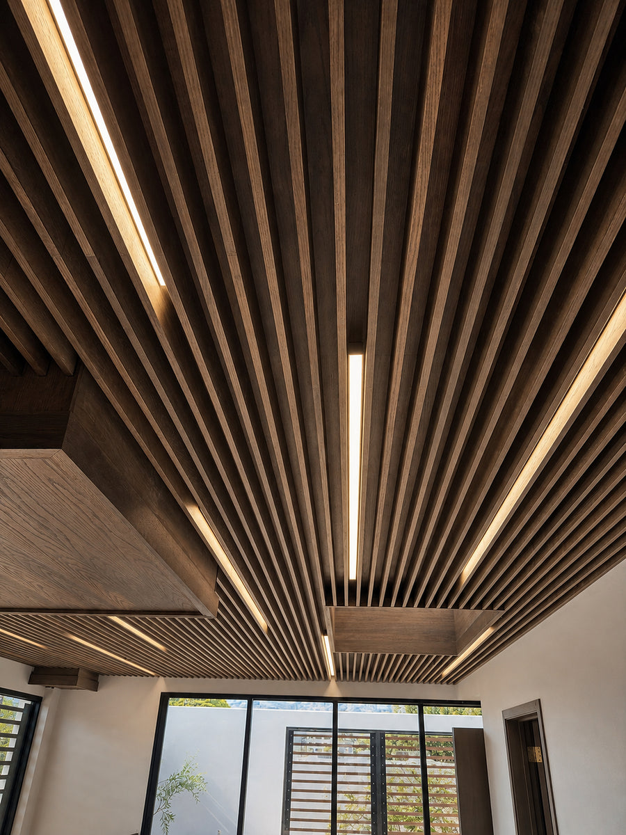 Slat Ceiling, Panels and Lighting for a Clinic