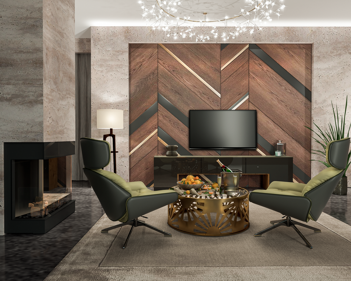 Wood Panels with Mirror Inlay