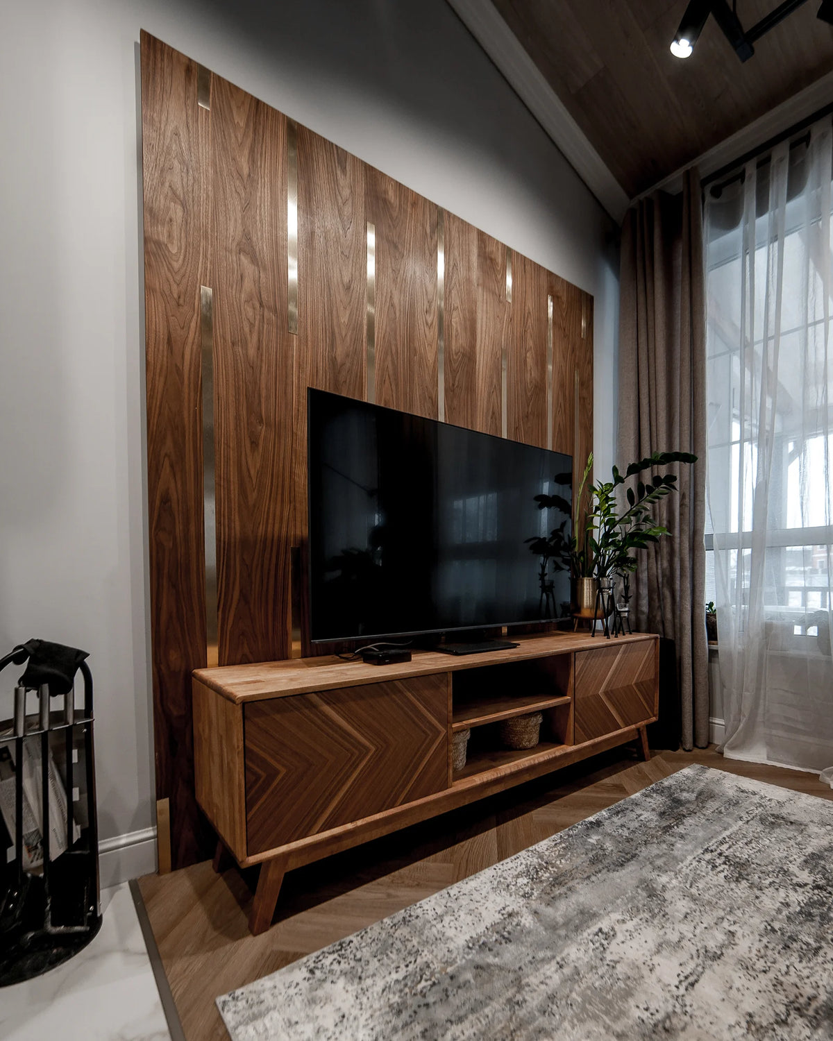 CNC Carved Oak and Walnut Wall Panels