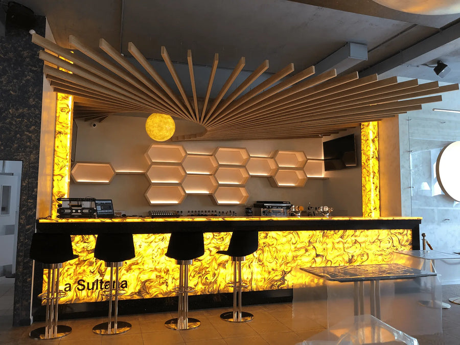 Curved Slat Feature Wall for a Restaurant