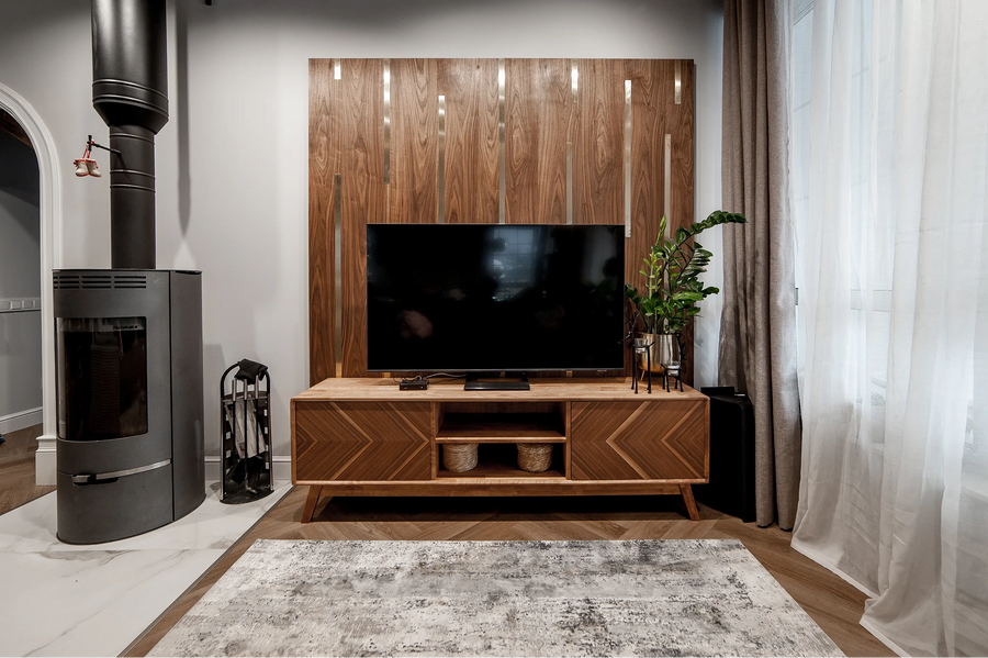 CNC Carved Oak and Walnut Wall Panels