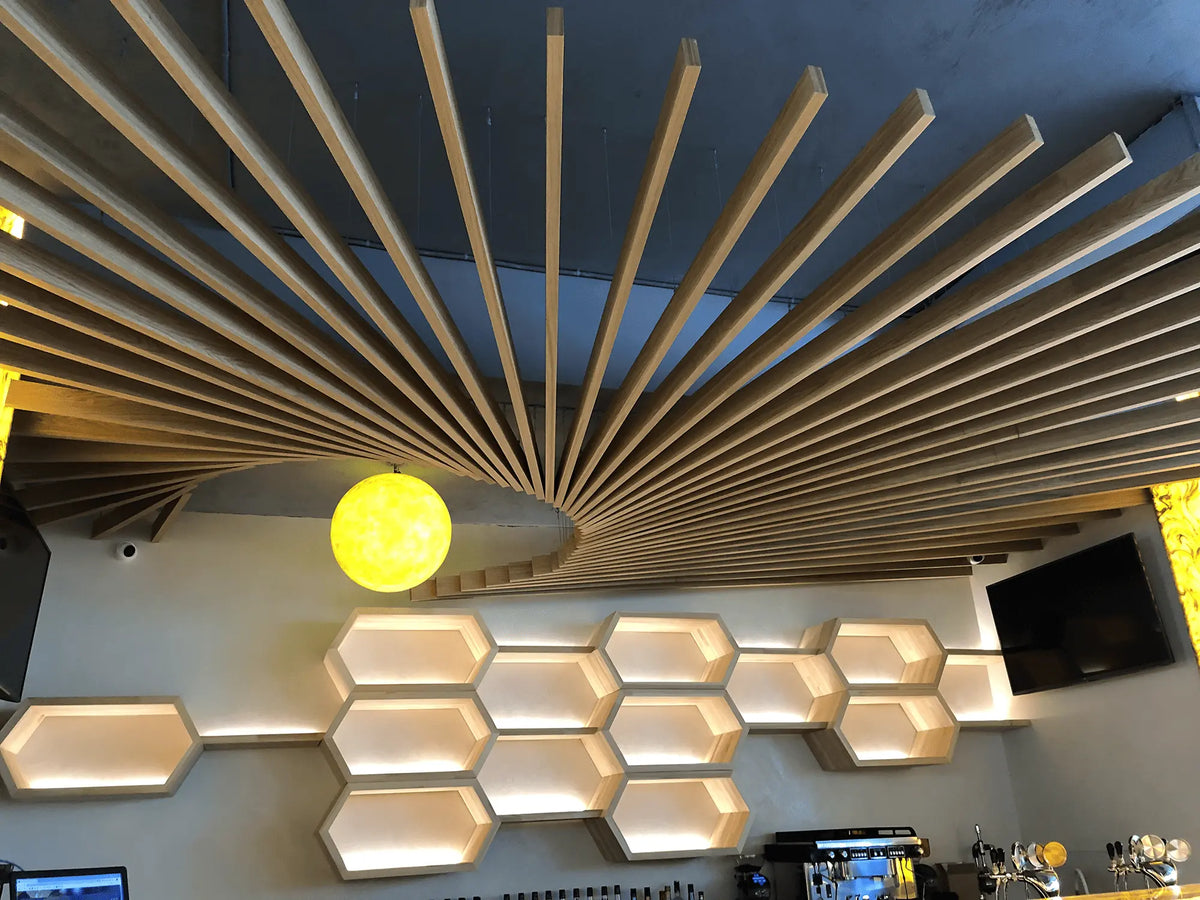 Curved Slat Feature Wall for a Restaurant