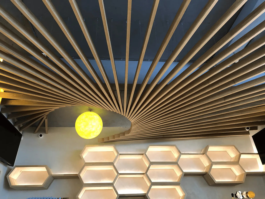 Curved Slat Feature Wall for a Restaurant