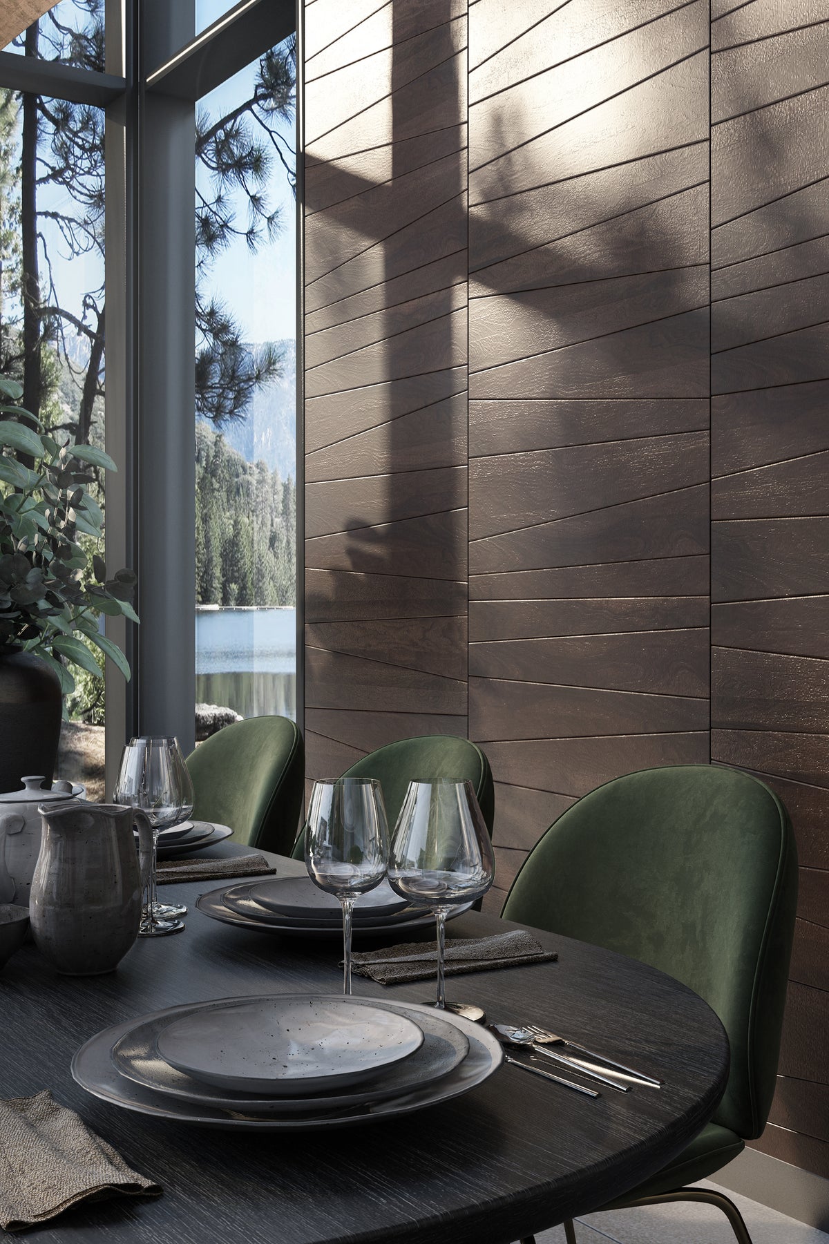 Staggered Wood Plank Wall Panels