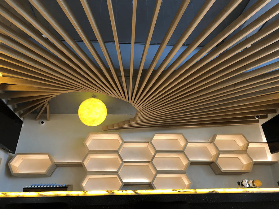 Curved Slat Feature Wall for a Restaurant