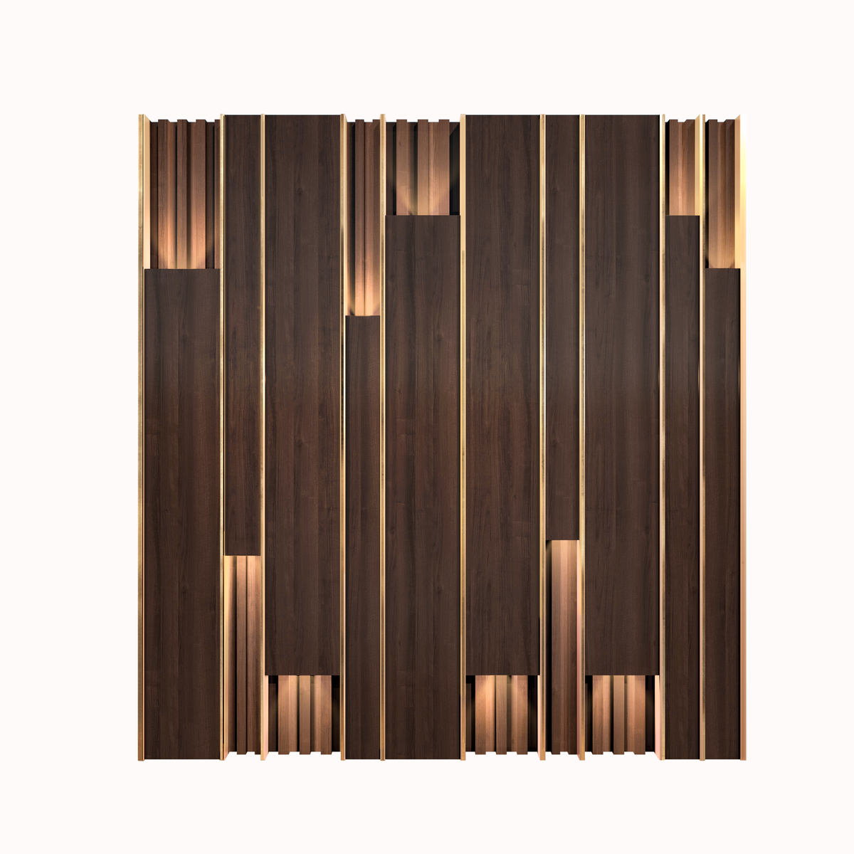 Layered Slat Panels with Hidden Lighting