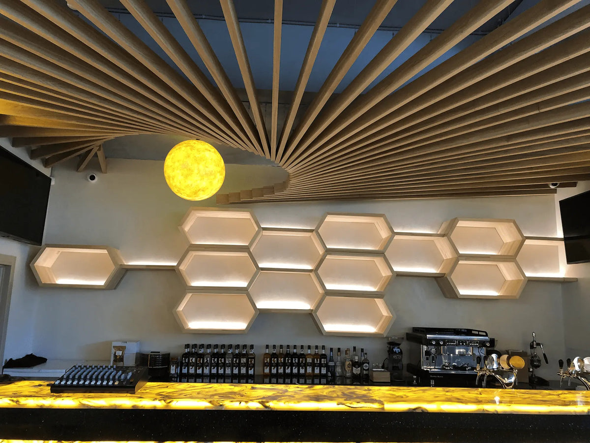 Curved Slat Feature Wall for a Restaurant