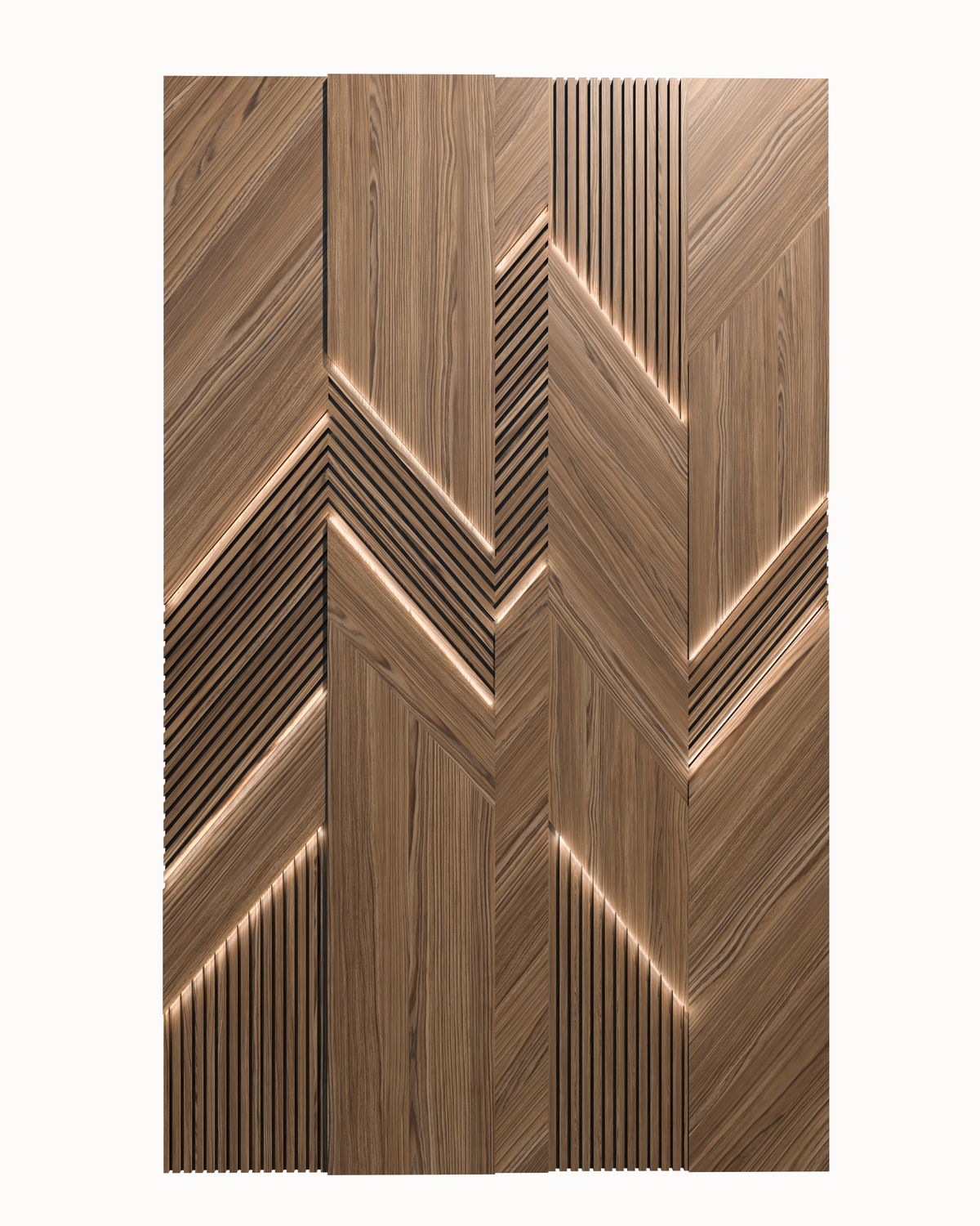 Illuminated Chevron Wood Wall Panels