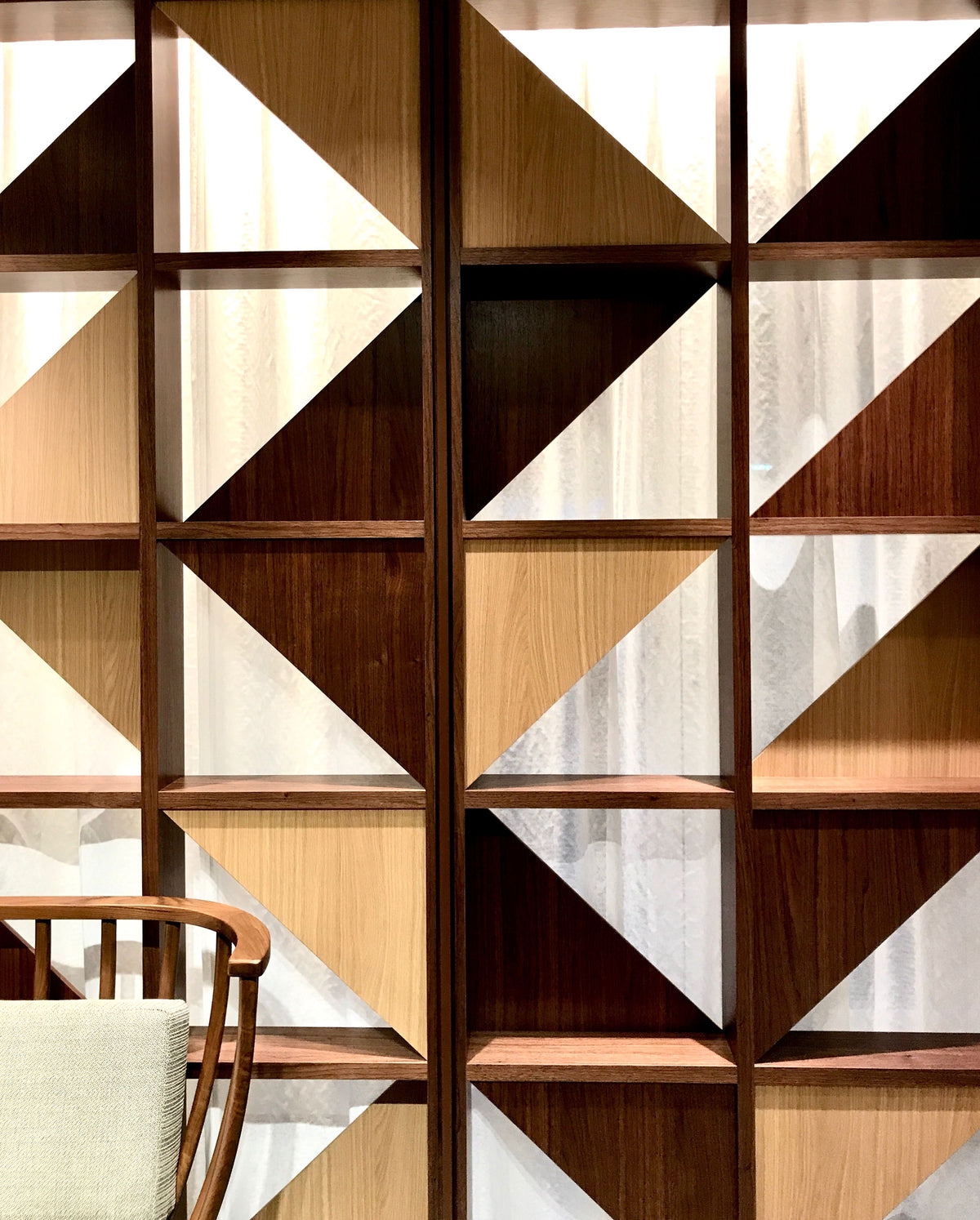 Geometric Wood and Metal Room Divider