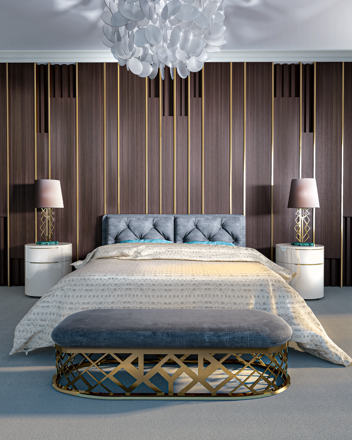 Layered Slat Panels with Hidden Lighting