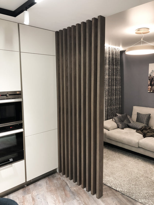 Dark Wood Partition for a Living Room
