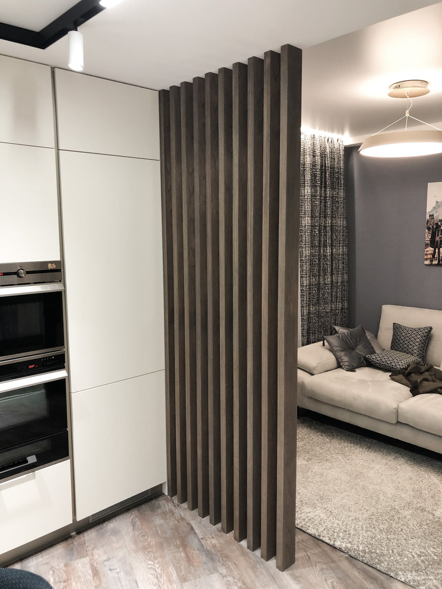 Dark Wood Partition for a Living Room