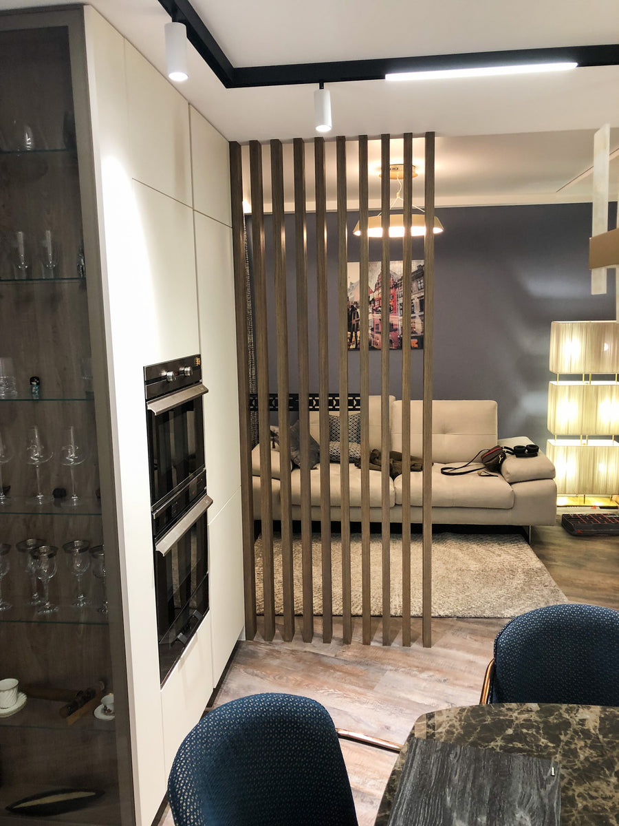Dark Wood Partition for a Living Room