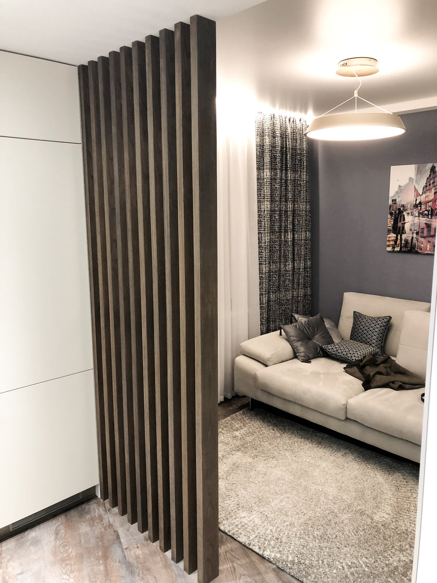Dark Wood Partition for a Living Room