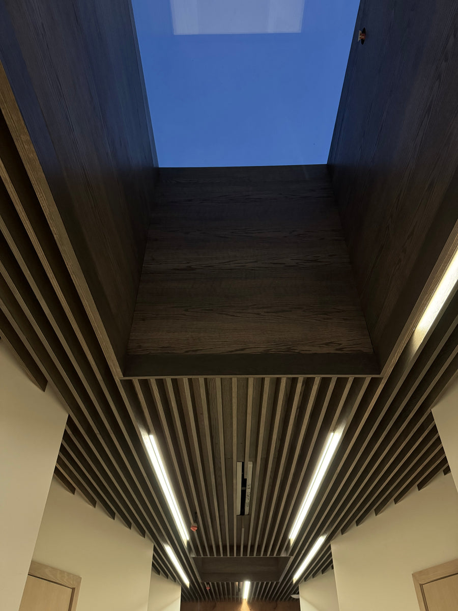 Slat Ceiling, Panels and Lighting for a Clinic