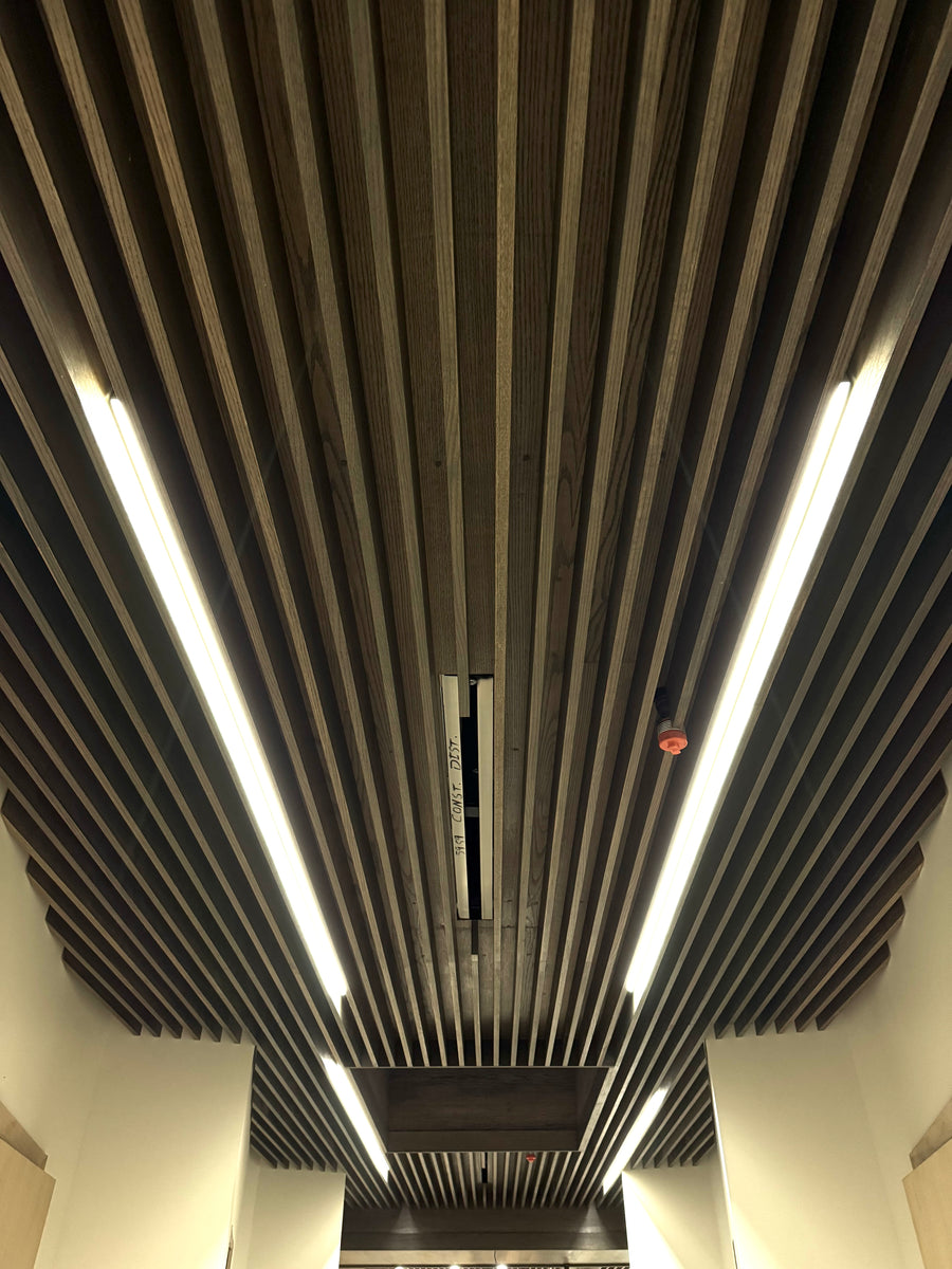 Slat Ceiling, Panels and Lighting for a Clinic