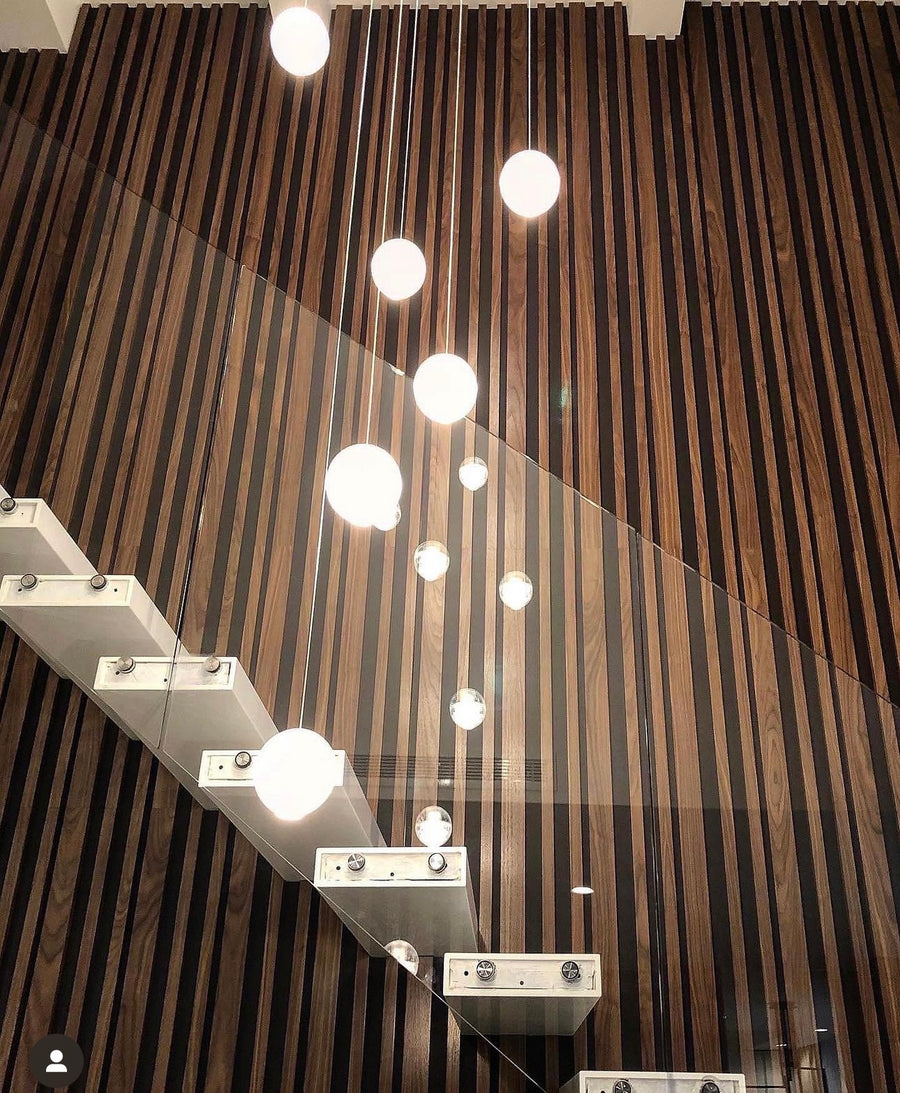 Mixed Width Slat Wall for a Staircase