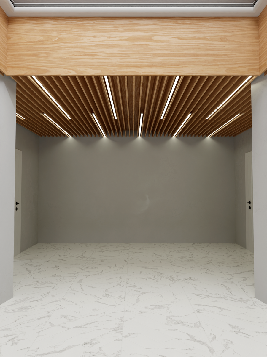 Slat Ceiling, Panels and Lighting for a Clinic