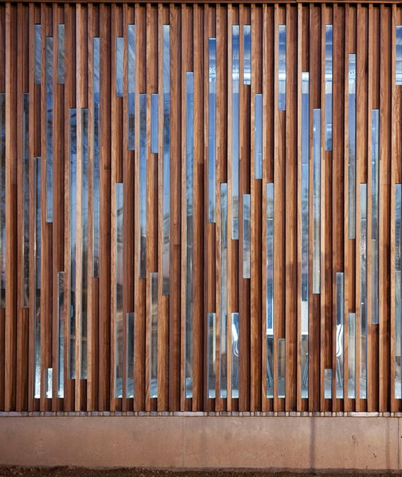 Angled Wood Slat Room Divider