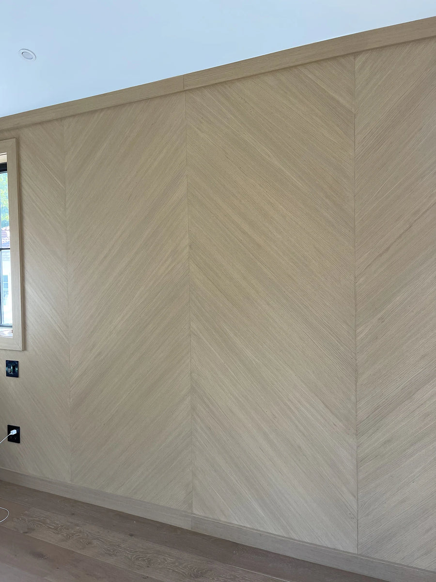 Oak and Walnut Slat Panels for a Home