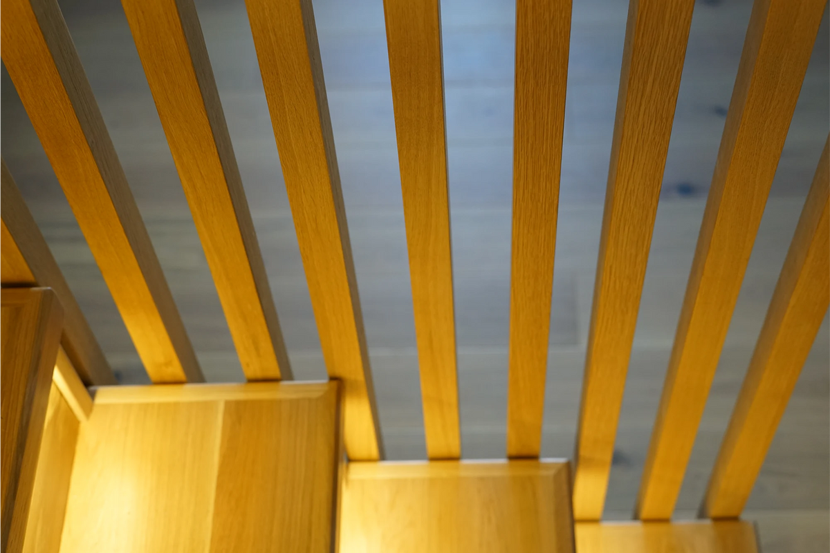 Oak Slat Partition for a Staircase
