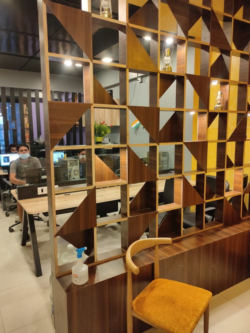 Geometric Wood and Metal Room Divider