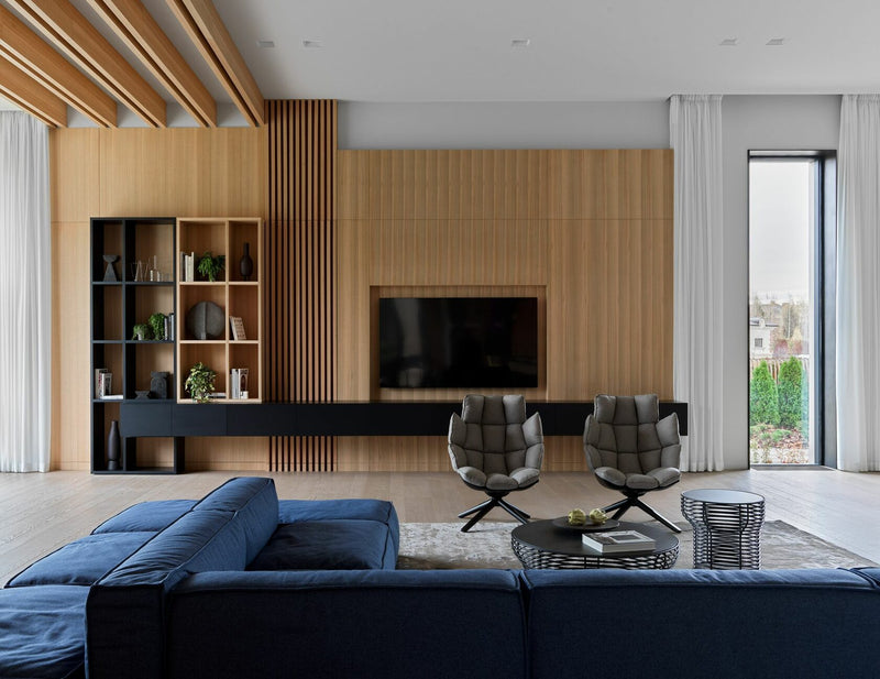 Wall Panels and Slat Ceiling for a Private Home