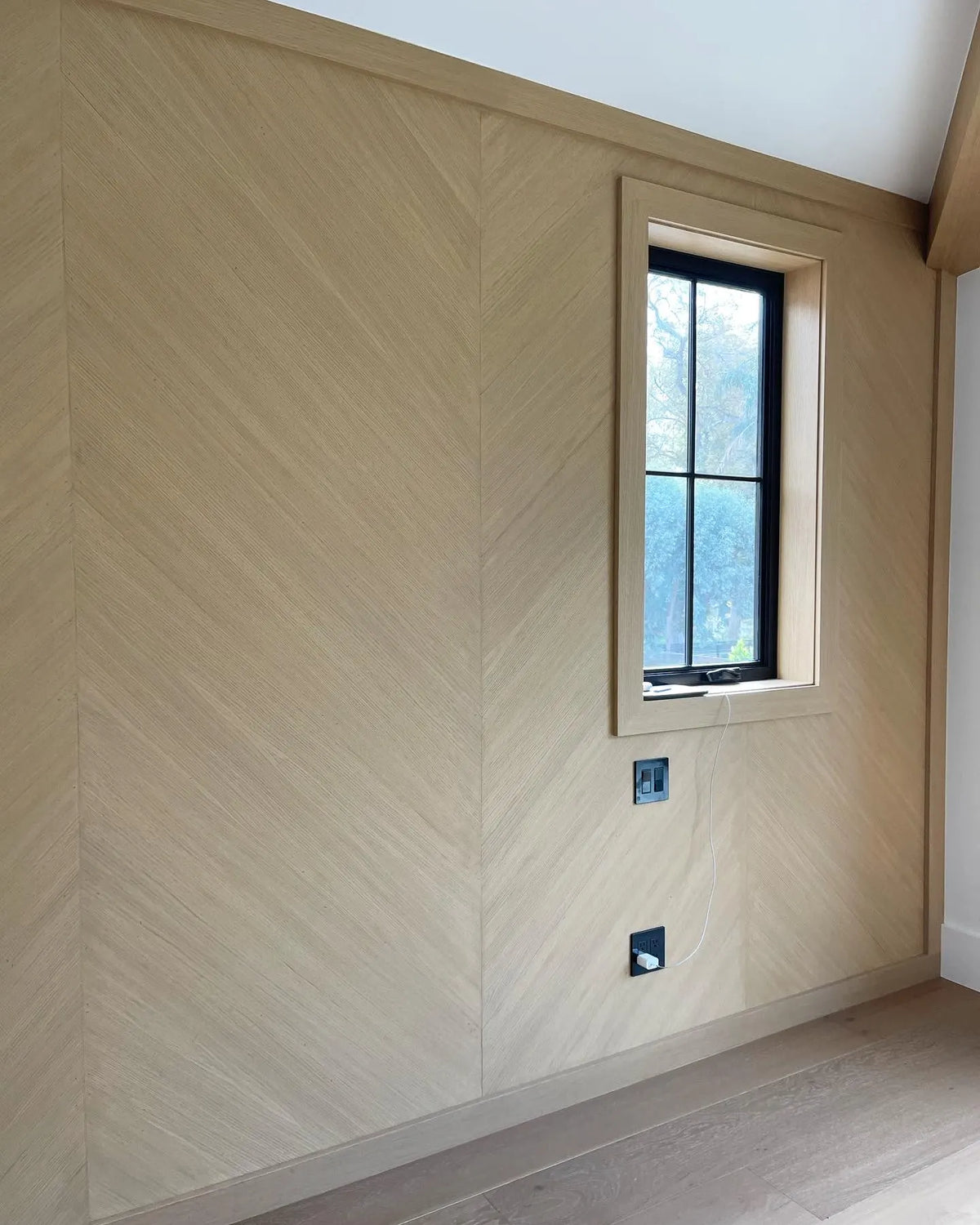 Oak and Walnut Slat Panels for a Home