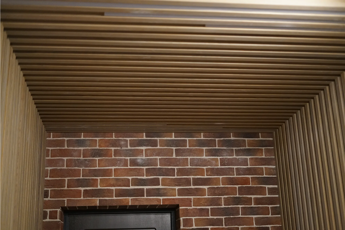 Partition, Slat Ceiling and Wall Panels in an Apartment