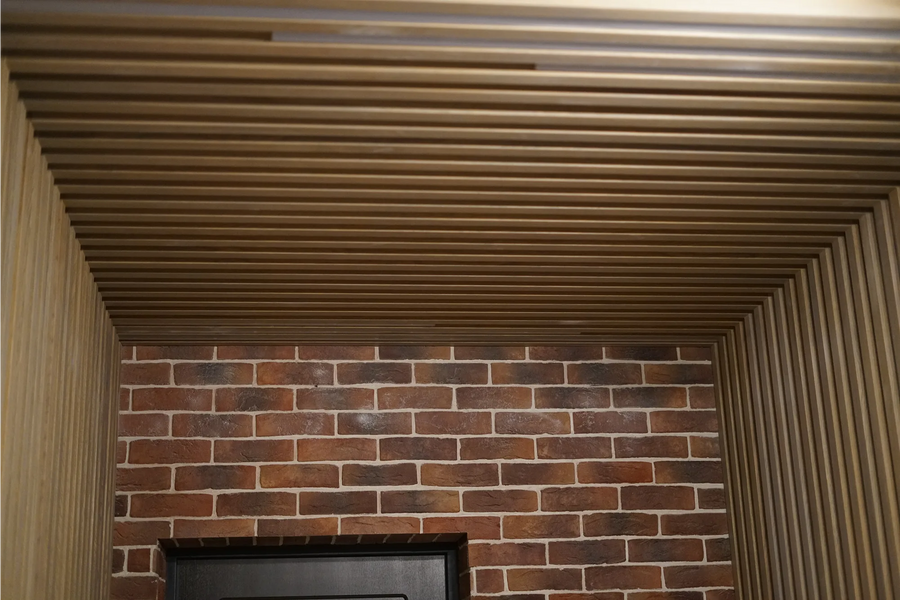 Partition, Slat Ceiling and Wall Panels in an Apartment