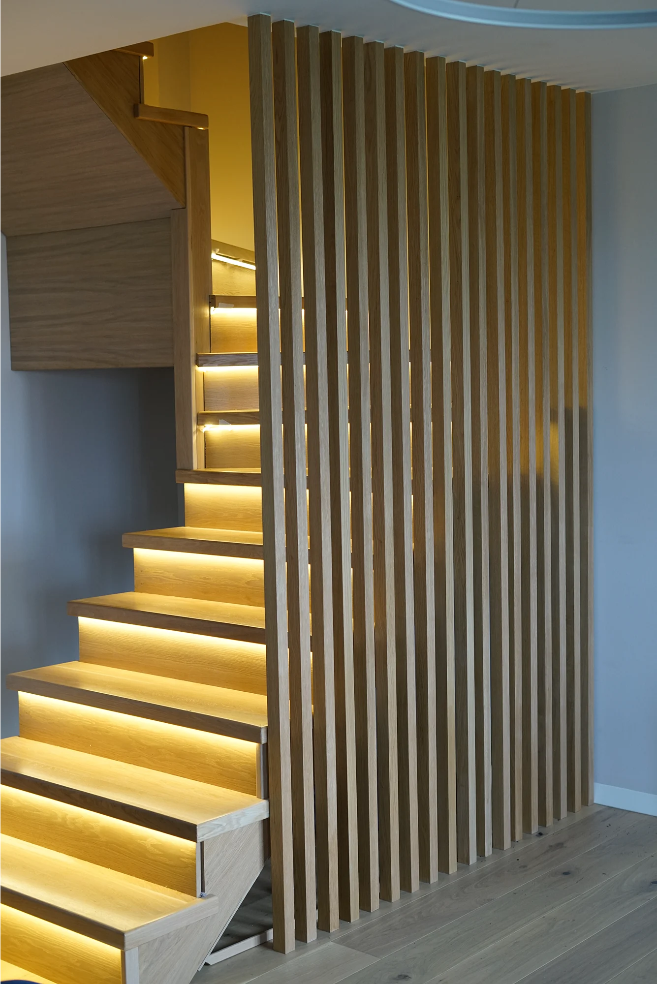Custom wood slat room divider