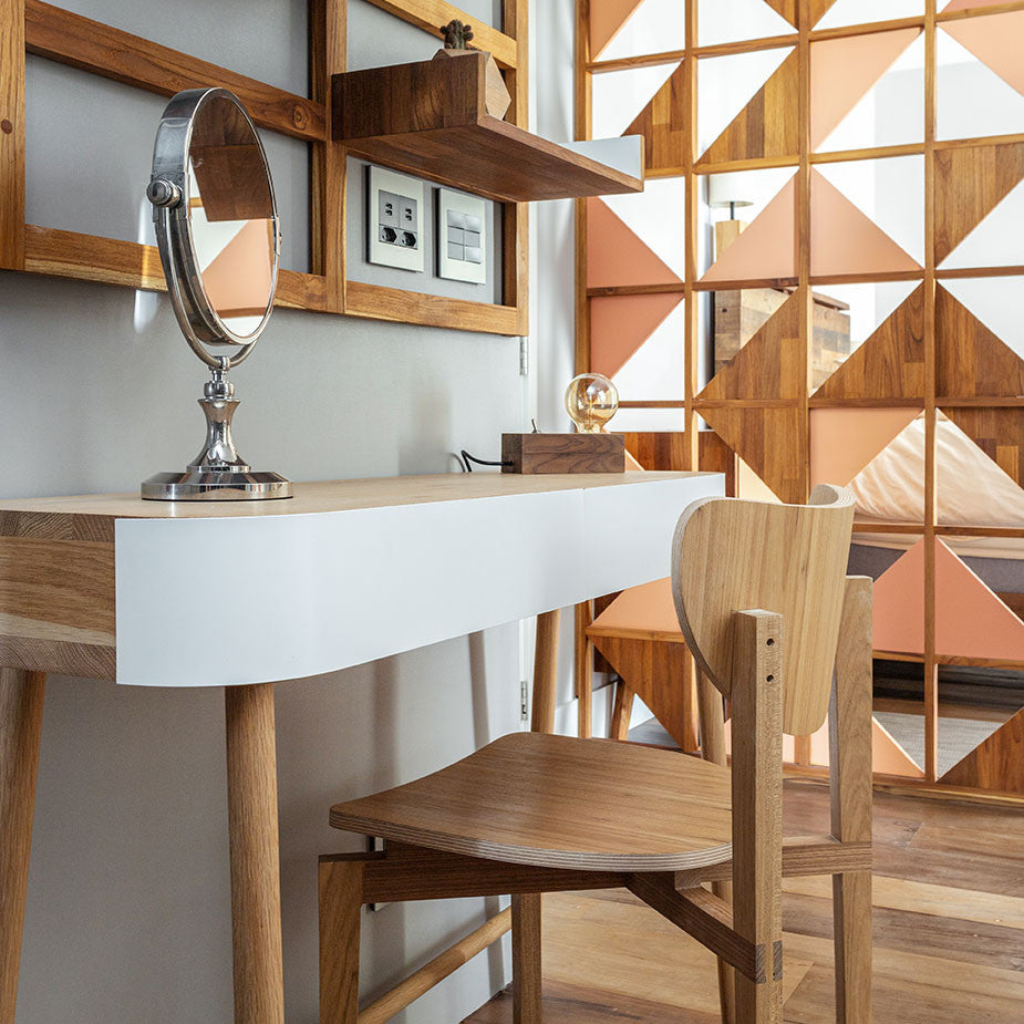 Geometric Wood and Metal Room Divider