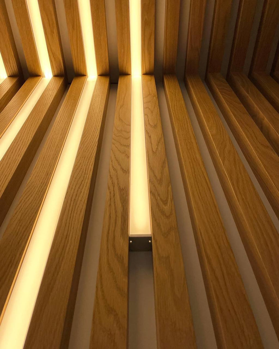 Oak Slat Ceiling and Slat Walls