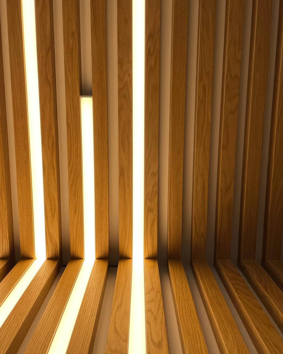 Oak Slat Ceiling and Slat Walls