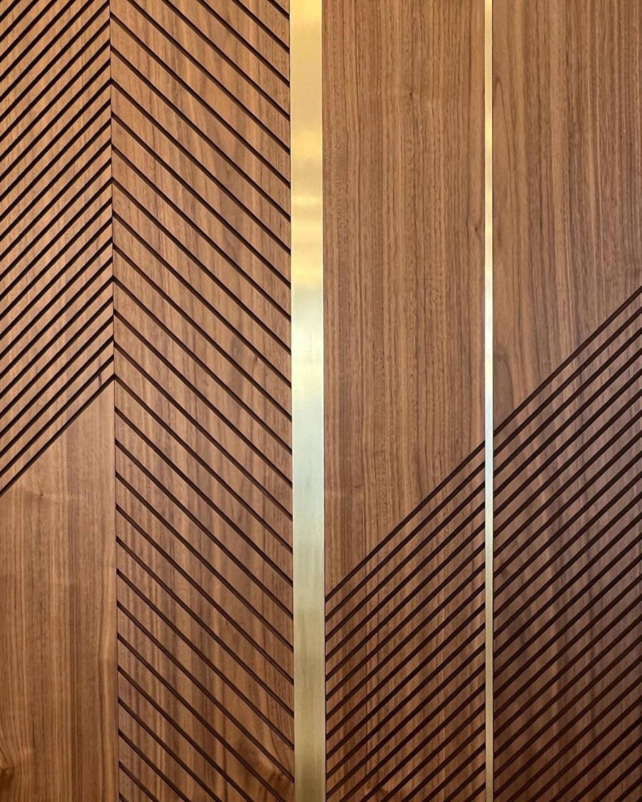 Walnut Wall Panels with Brass Detailing