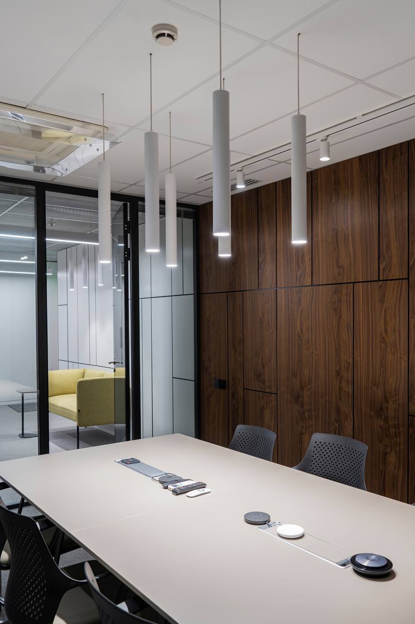 Tinted Walnut Wall Panels for an Office