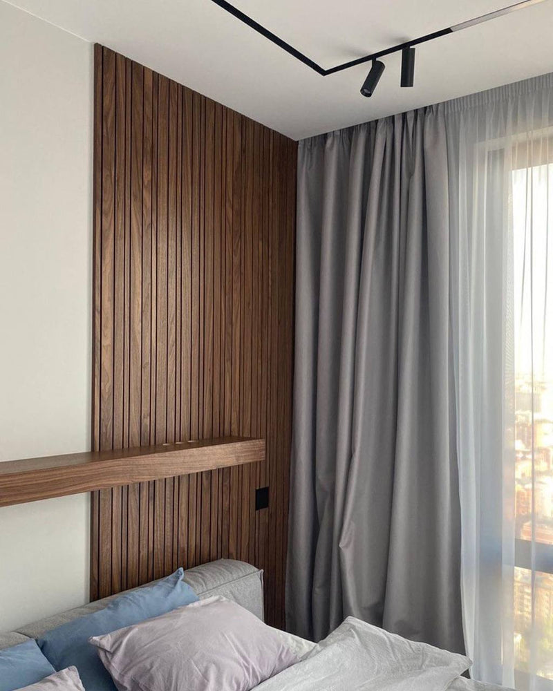 Walnut Slat Wall with Floating Shelf