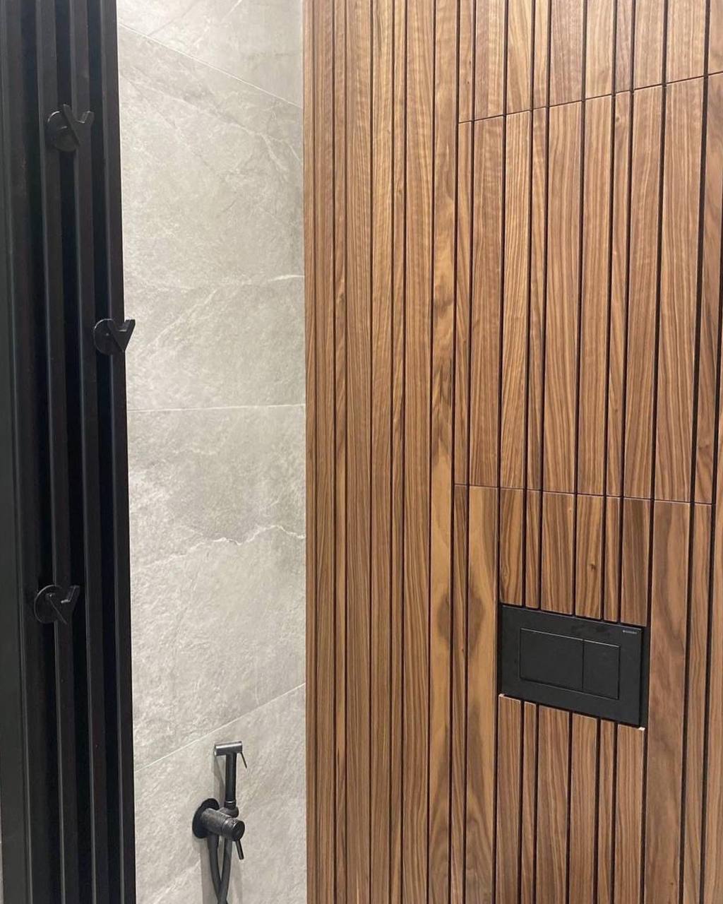 Walnut Slat Wall with Floating Shelf